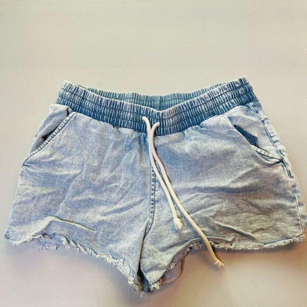 Blue jean shorts Cutoff shorts elastic drawstring waist M 7/8